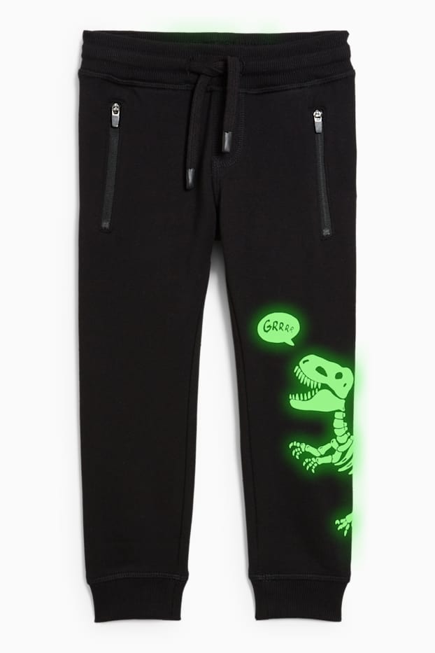 Kinder Buben - Dino - Jogginghose - Glow in the dark - schwarz