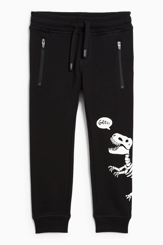 Kinder Buben - Dino - Jogginghose - Glow in the dark - schwarz