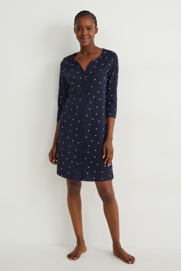 Women - Nightdress - patterned - dark blue
