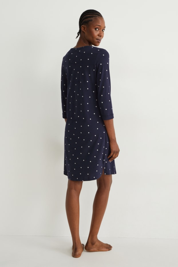 Women - Nightdress - patterned - dark blue