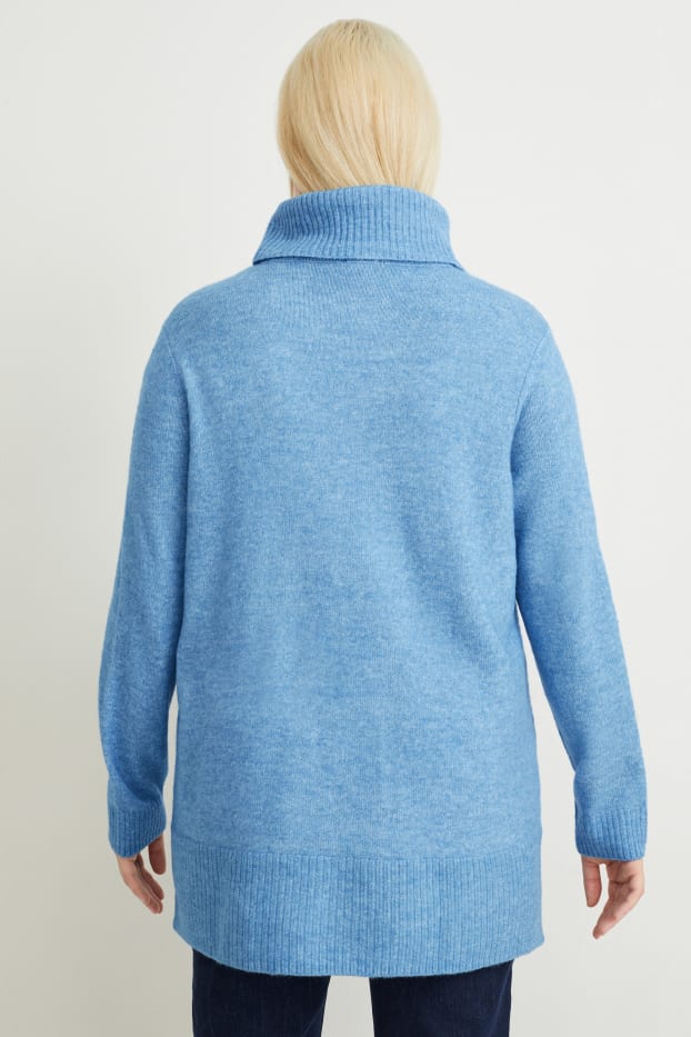 Damen - Rollkragenpullover - blau