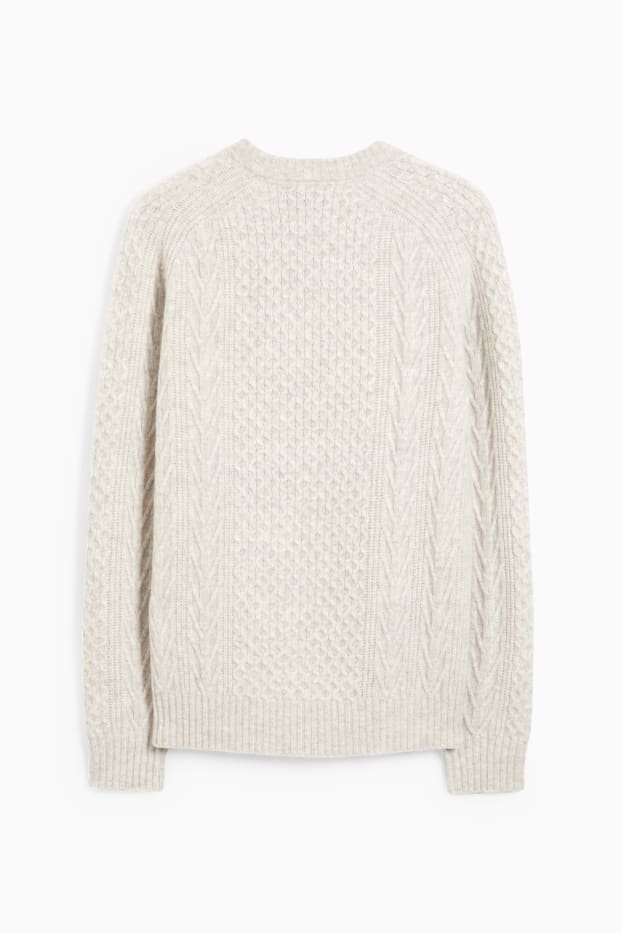 Home - Jersei amb component de caixmir - mescla de llana - trenat - beix clar
