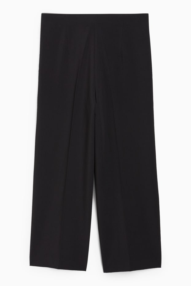 Femei - Pantaloni de stofă - talie înaltă - wide leg - negru