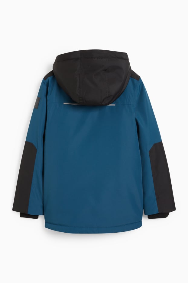Kinder Buben - Regenjacke mit Kapuze - wasserdicht - blau