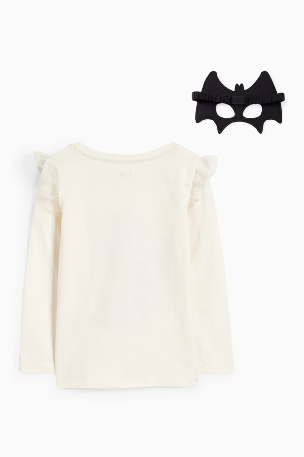 Bambine - Set Halloween - maglia a maniche lunghe e maschera pipistrello- 2 pezzi - bianco crema