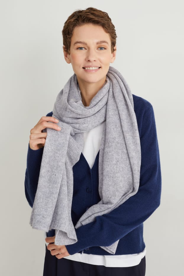 Women - Cashmere scarf - gray-melange