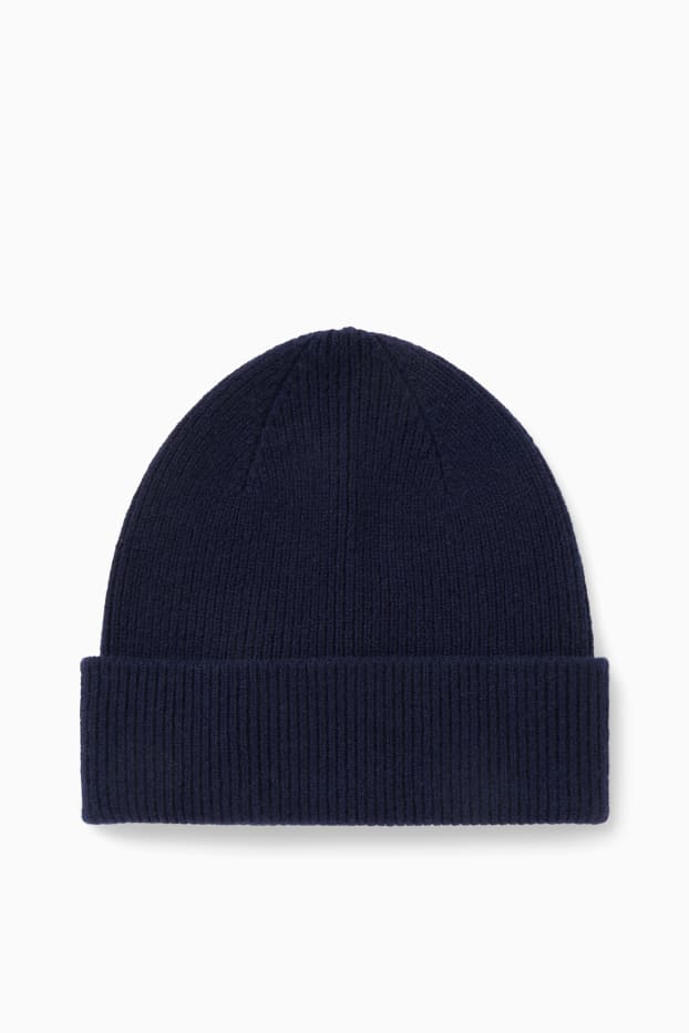 Men - Knitted cashmere hat - dark blue