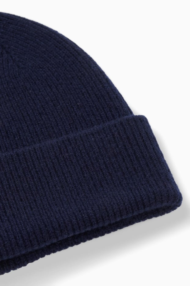 Men - Knitted cashmere hat - dark blue