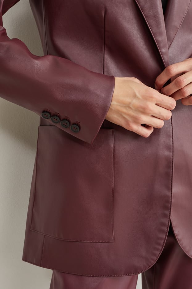 Women - Blazer - regular fit - faux leather - bordeaux