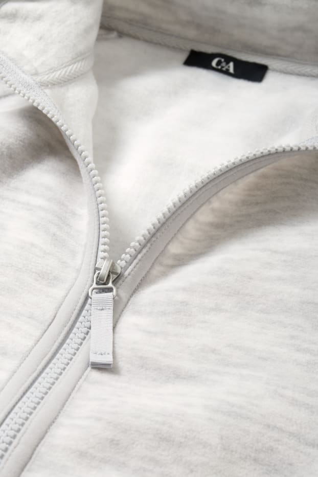 Damen - Basic-Fleece-Sweatjacke - hellgrau-melange