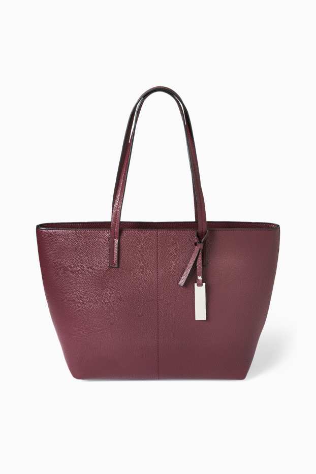 Women - Shopper - faux leather - bordeaux