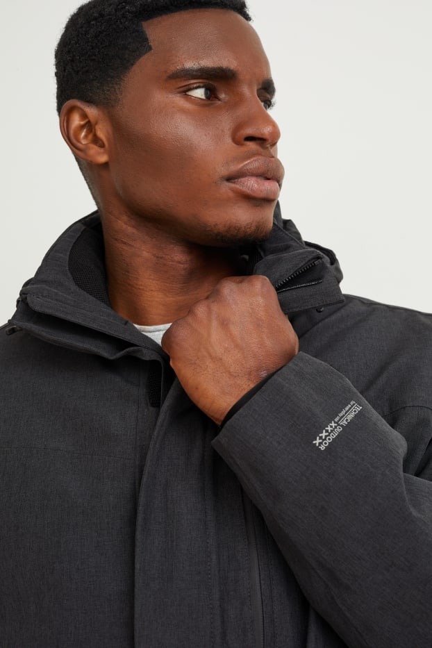 Herren - Softshelljacke mit Kapuze - wasserdicht - dunkelgrau