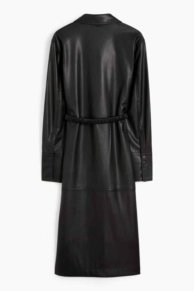Dames - Blousejurk - imitatieleer - zwart