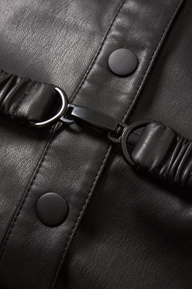 Dames - Blousejurk - imitatieleer - zwart