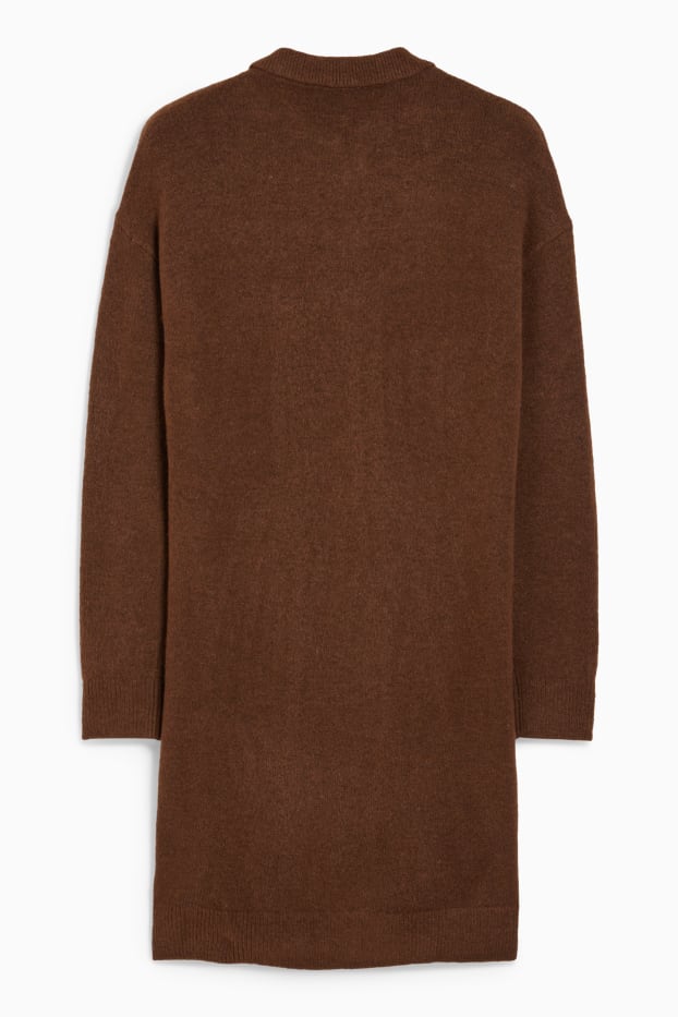 Women - Knitted dress - dark brown