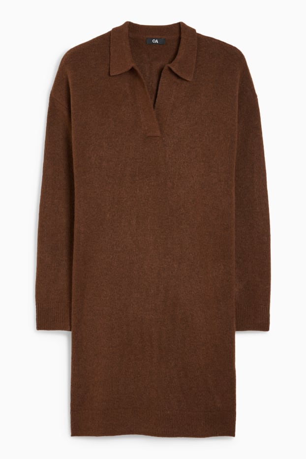 Women - Knitted dress - dark brown