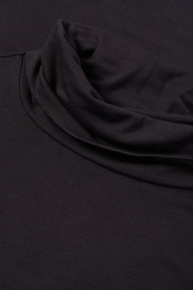 Women - Basic polo neck top - black