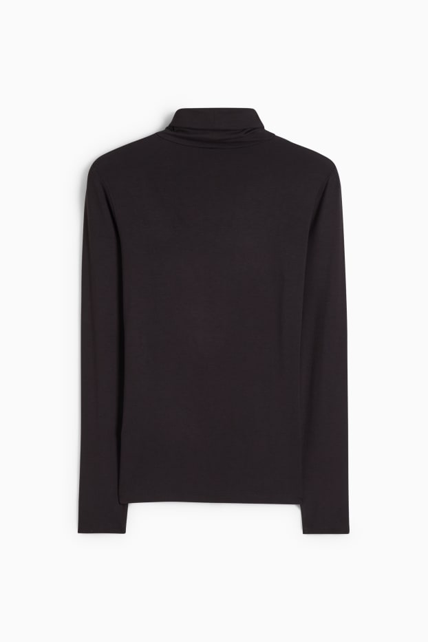 Women - Basic polo neck top - black