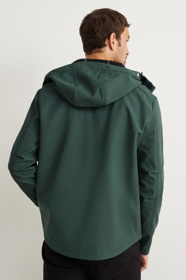Men - Softshell jacket with hood - water-repellent - 4-Way Stretch - green