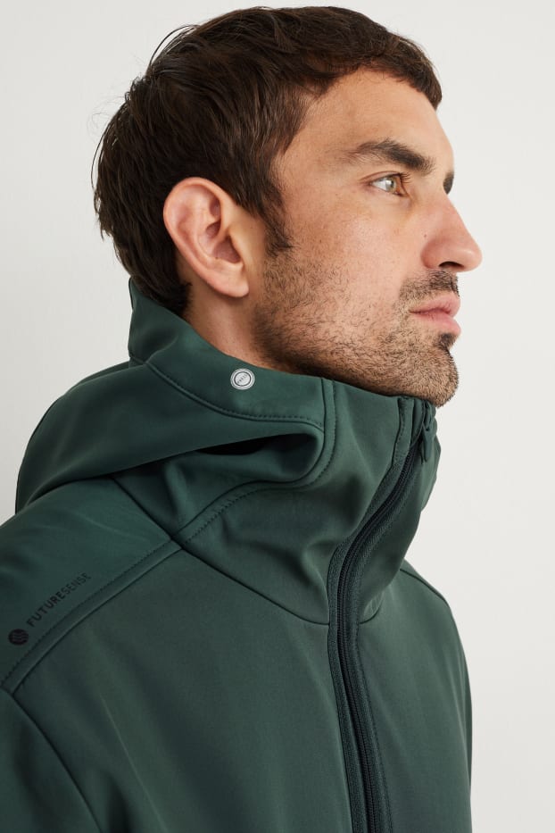Men - Softshell jacket with hood - water-repellent - 4-Way Stretch - green