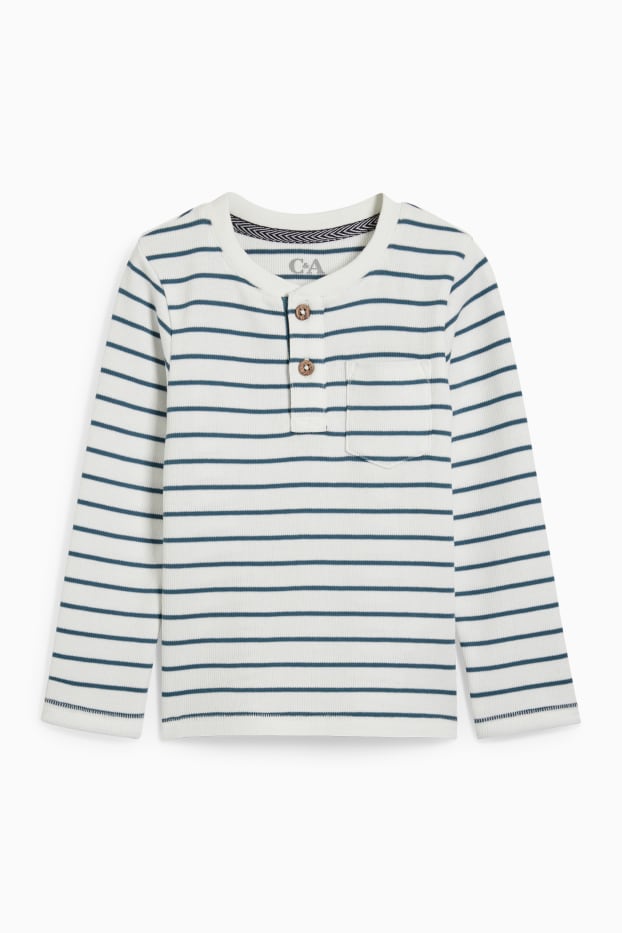 Enfants garçons - Haut à manches longues - à rayures - blanc