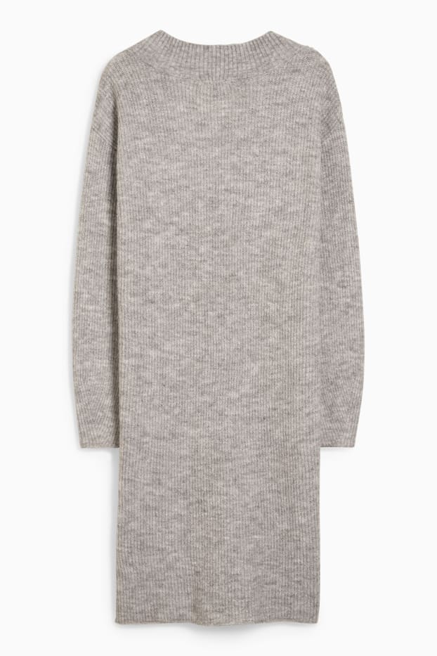 Women - Knitted dress - light gray-melange