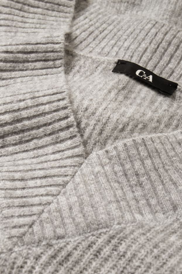 Women - Knitted dress - light gray-melange