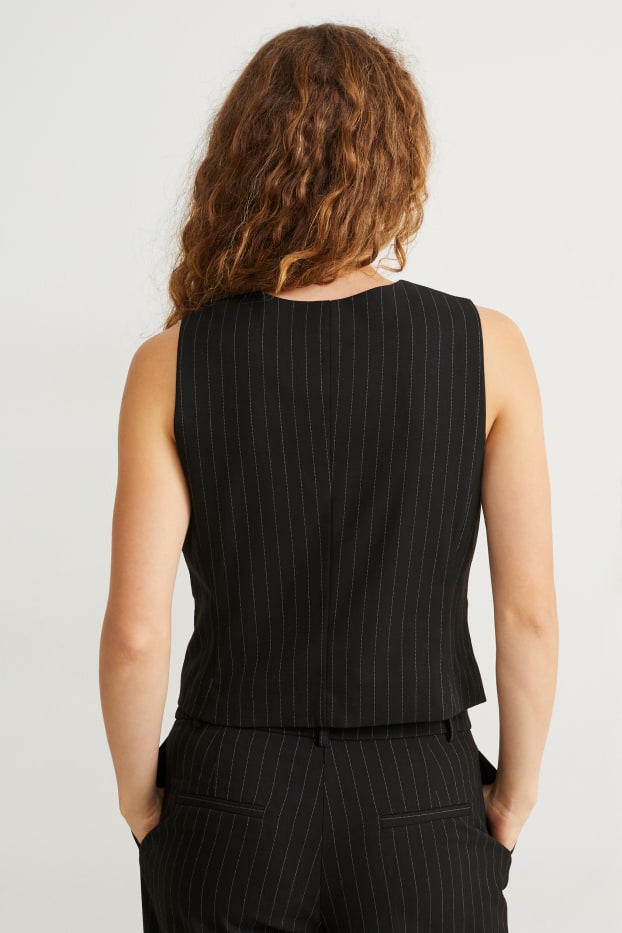 Women - Waistcoat - pinstripes - black / white
