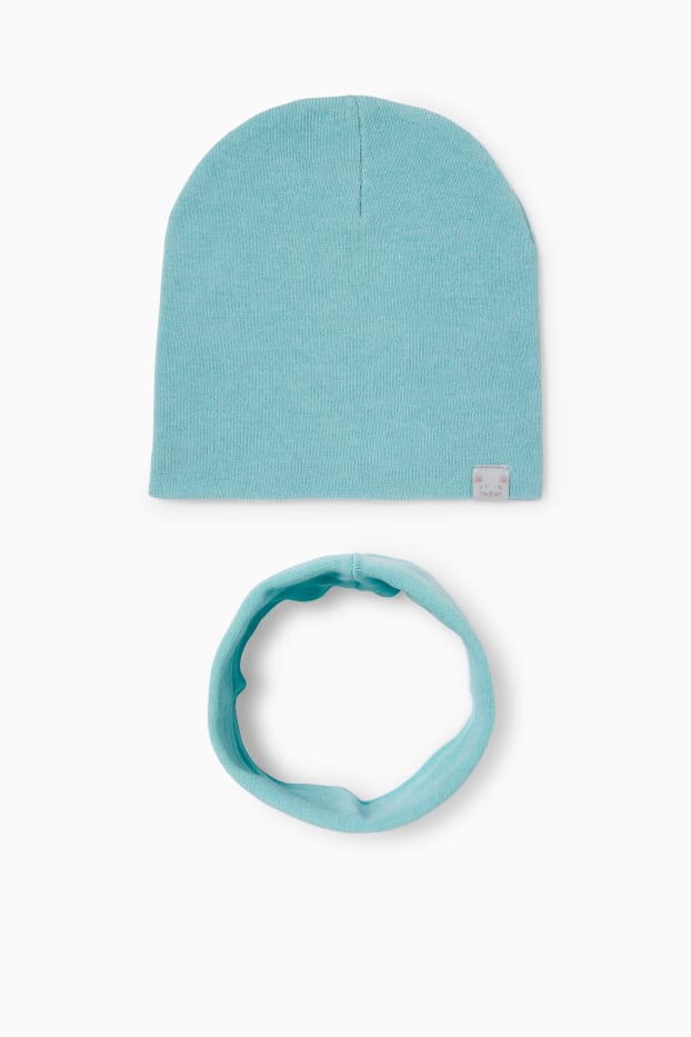 Children Girls - Set - hat and snood - 2 piece - mint green