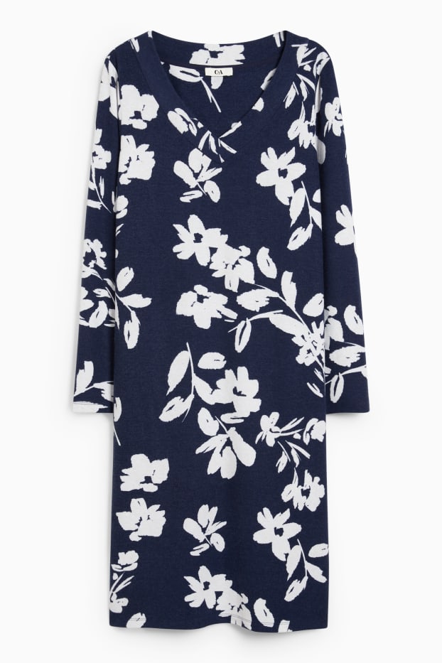 Damen - Nachthemd - geblümt - dunkelblau