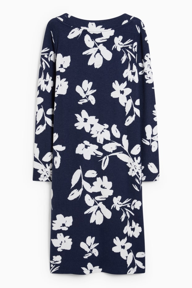 Damen - Nachthemd - geblümt - dunkelblau