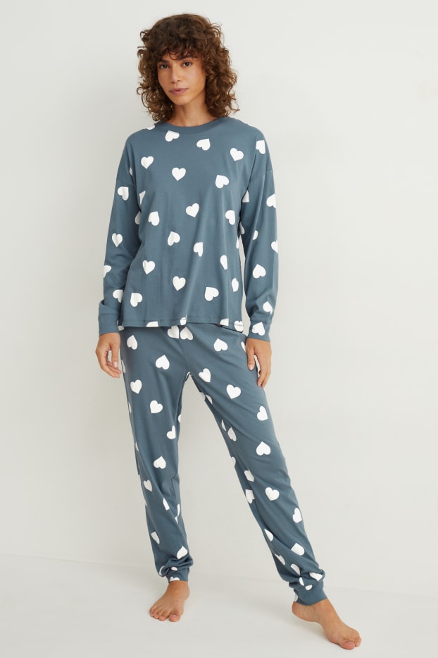 Femmes - Pyjama - à motif - bleu