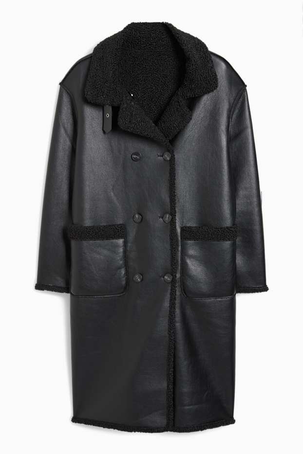 Dona - Abric reversible - imitació de pell - negre