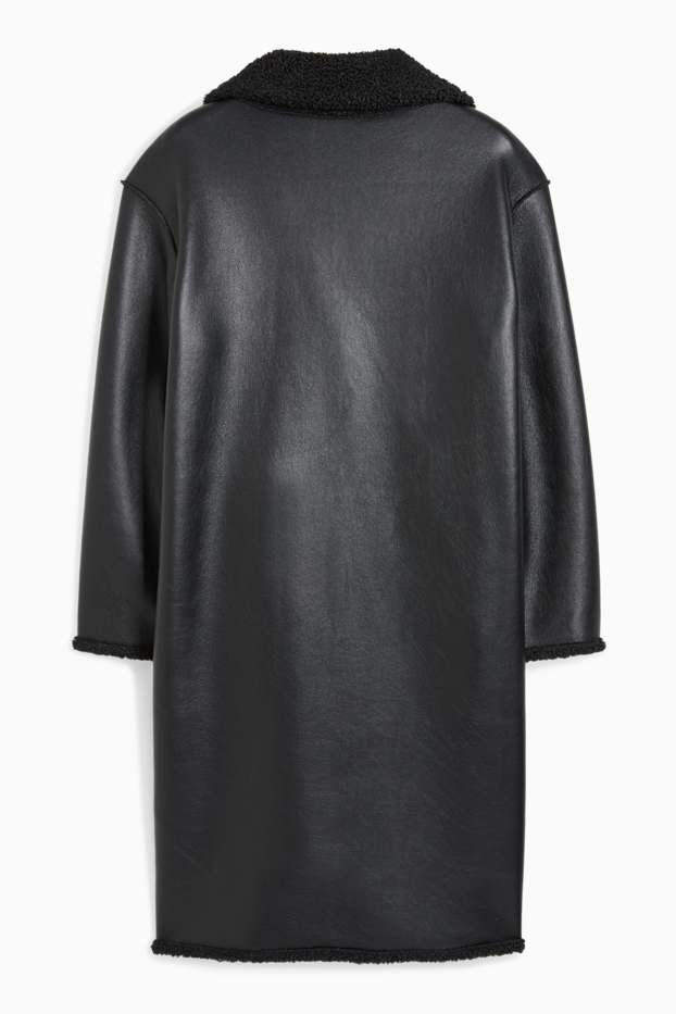 Dona - Abric reversible - imitació de pell - negre