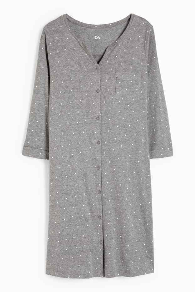 Donna - Camicia da notte - a pois - grigio melange