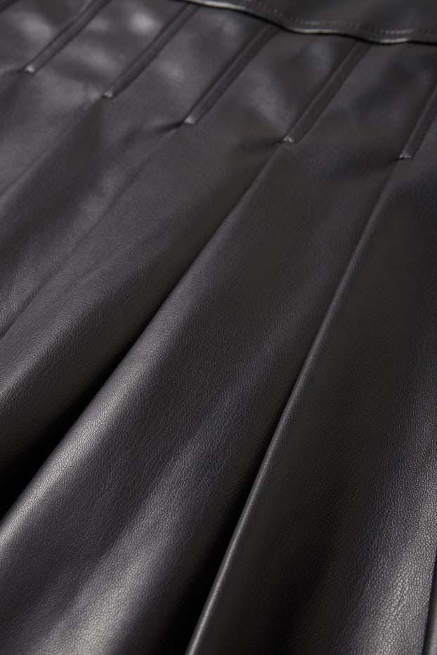 Damen - Rock - Lederimitat - schwarz