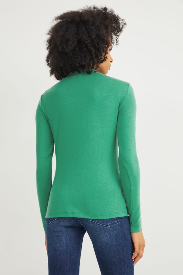 Dames - Shirt met rolkraagje - groen