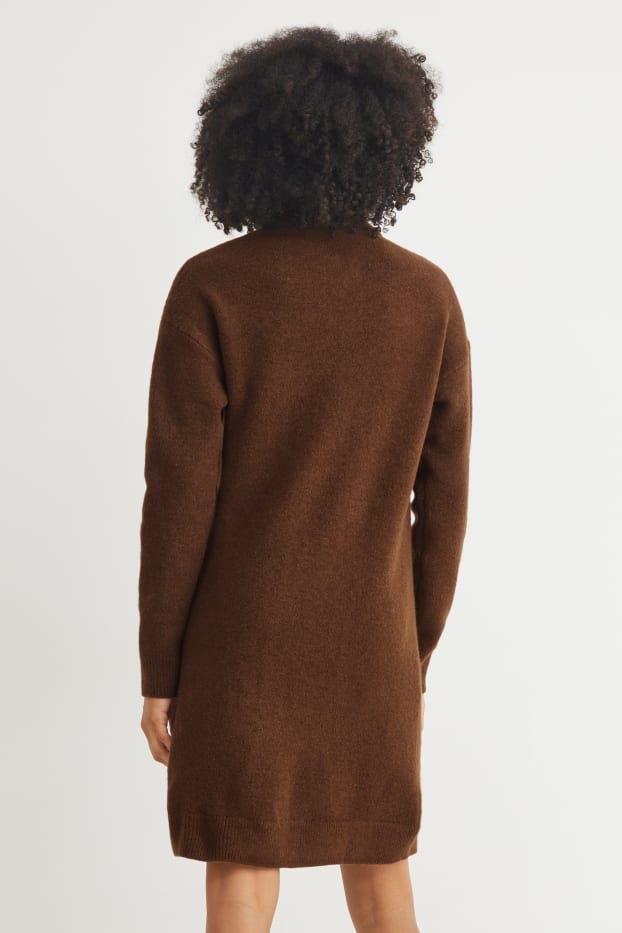 Women - Knitted dress - dark brown