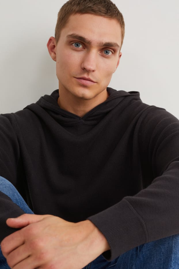 Hommes - Pull à capuche - noir