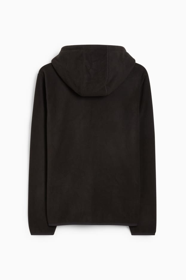 Uomo - Giacca di pile con cappuccio - nero