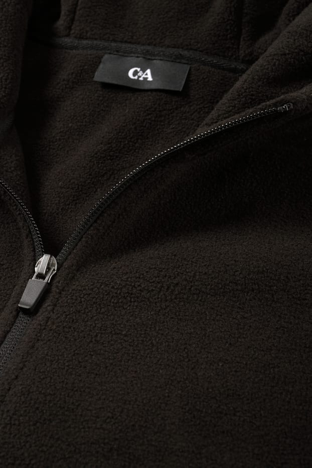 Uomo - Giacca di pile con cappuccio - nero