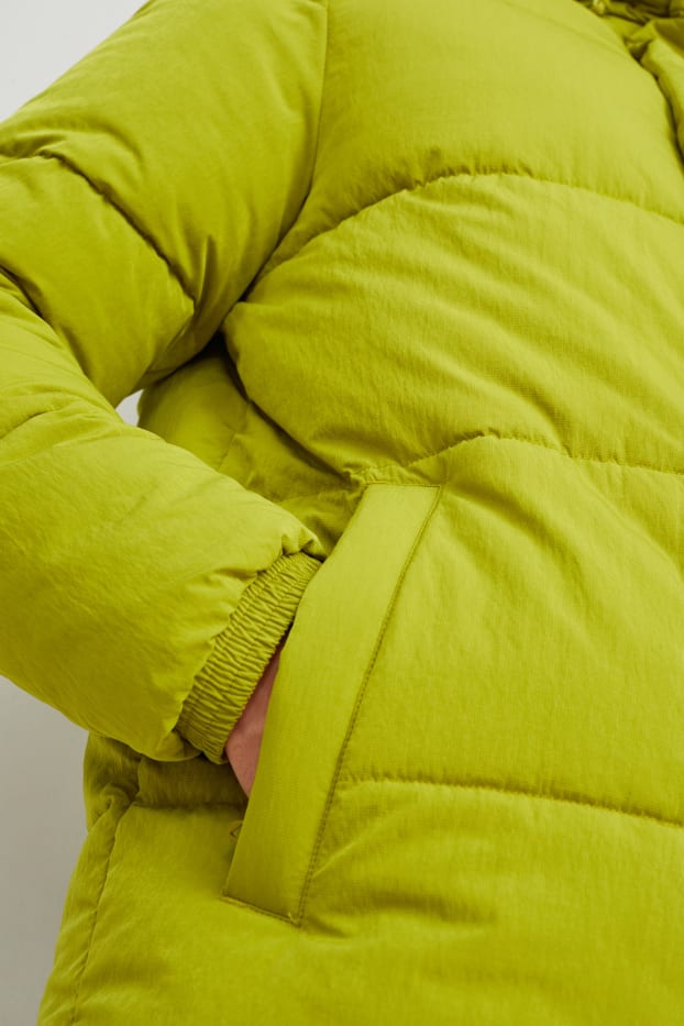 Men - Quilted jacket with hood - light green
