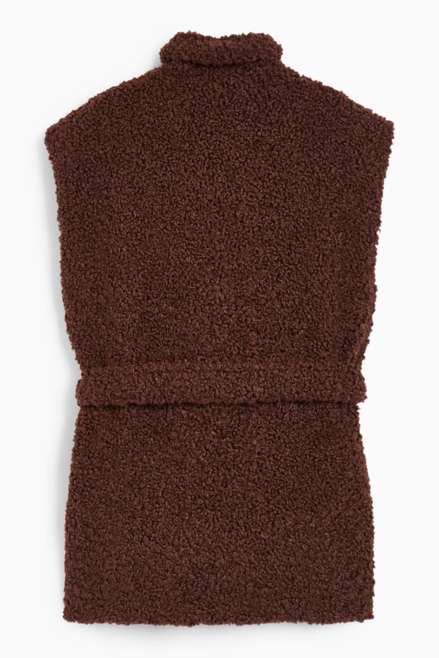 Damen - Teddy-Weste - dunkelbraun