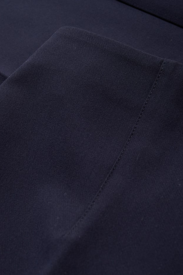 Dámské - Plátěné kalhoty - high waist - wide leg - tmavomodrá