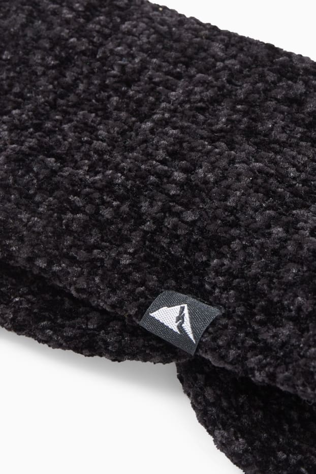 Enfants filles - Bandeau de front en maille chenille avec nœud. - noir