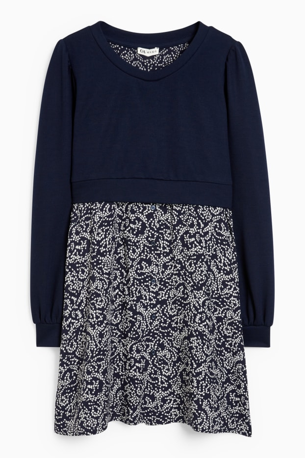 Femmes - Sweat de grossesse - look 2-en-1 - bleu foncé