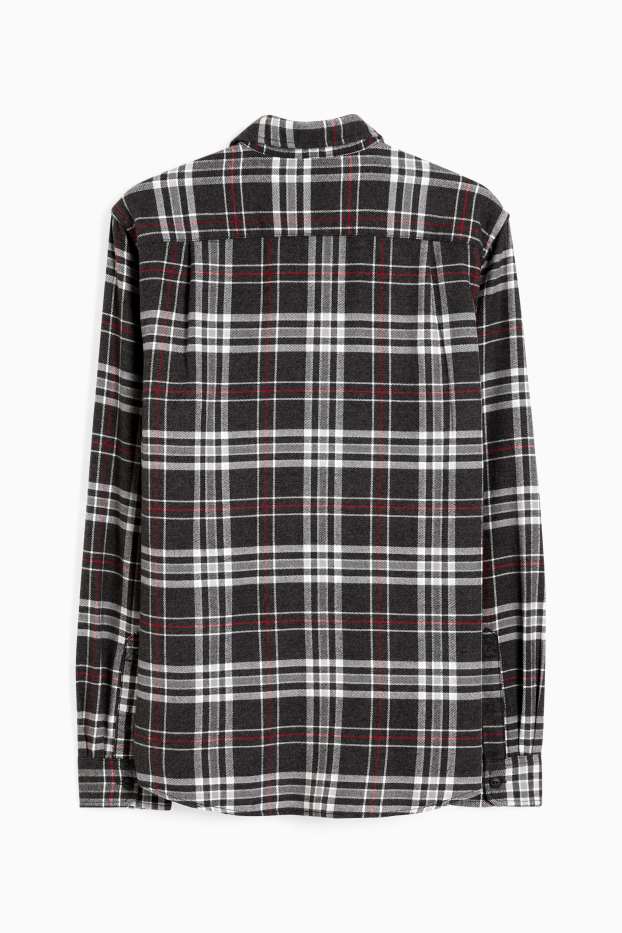 Home - Camisa de franel·la - regular fit - Kent - de quadres - negre