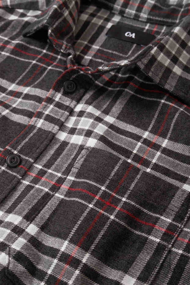 Home - Camisa de franel·la - regular fit - Kent - de quadres - negre