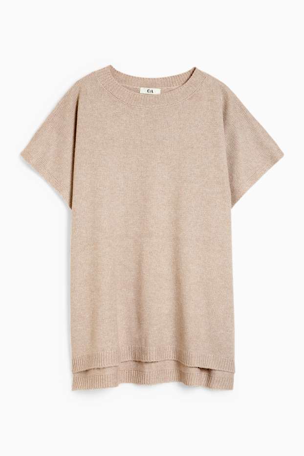 Donna - Poncho in maglia - beige chiaro