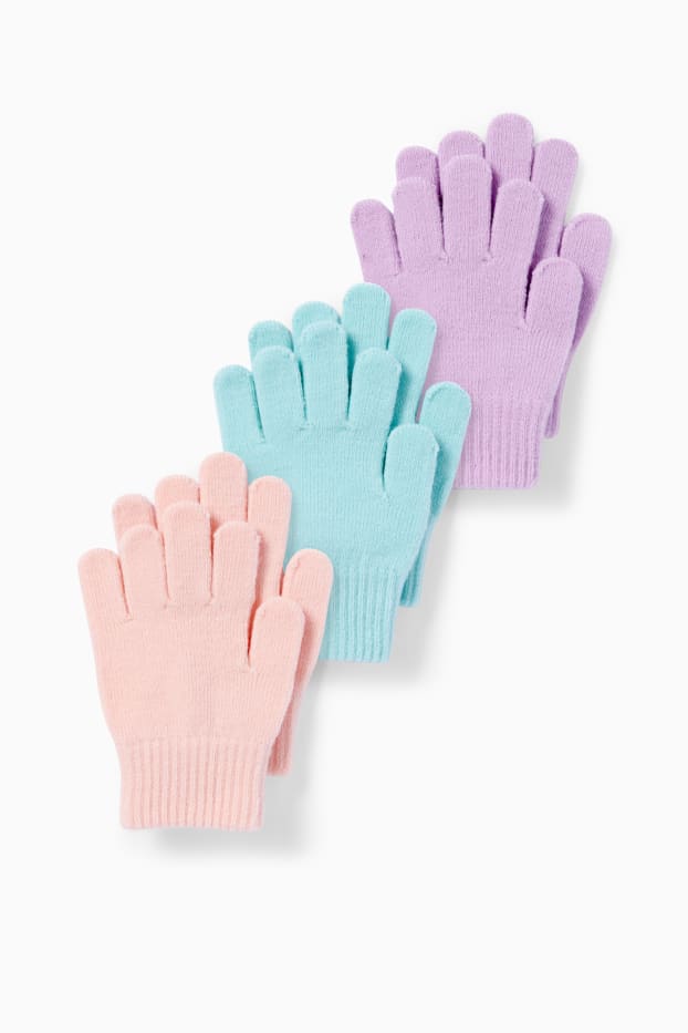 Niñas - Pack de 3 - guantes - rosa